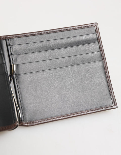 Dolce & Gabbana Brown Leather DG Logo Engrave Bifold Card Holder Wallet